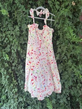Sugarlips White Floral Summer Dress with Tie Straps